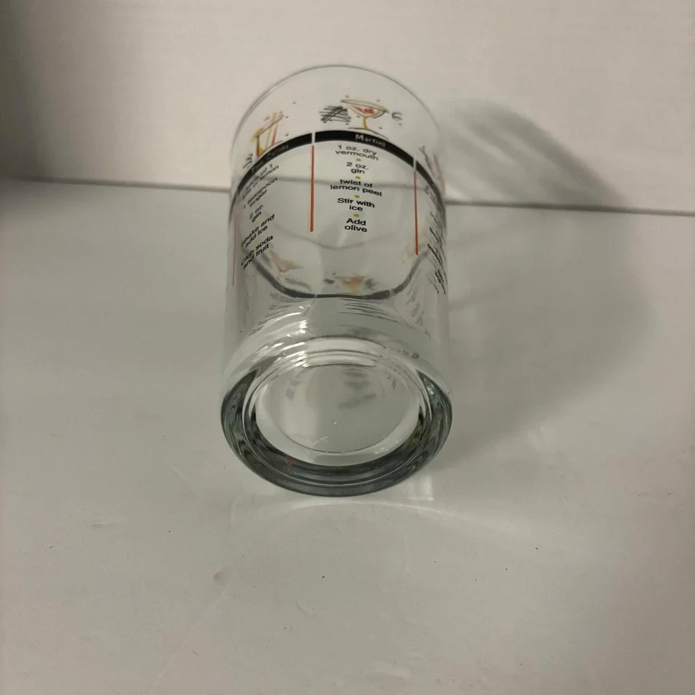 Vintage Cocktail Recipe Mixing Glass Barware Shaker Cosmopolitan Martini Whiskey